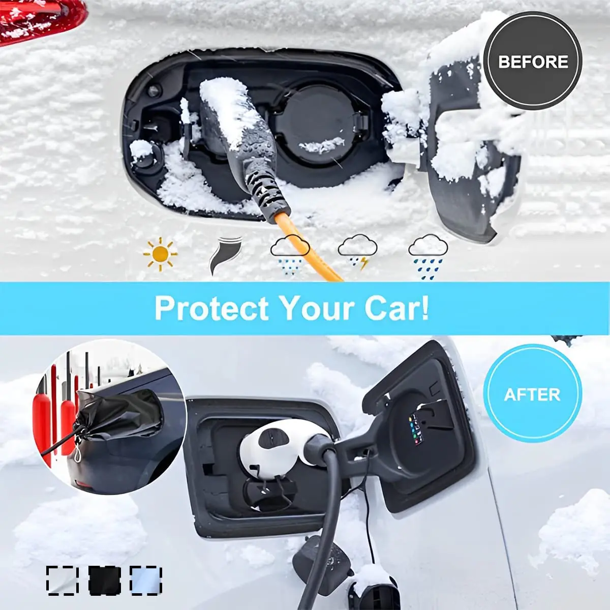 Moioee EV Charger Plug Port Cover Silver | Waterproof Outdoor EV Charger Cover for Electric Vehicles - view 4