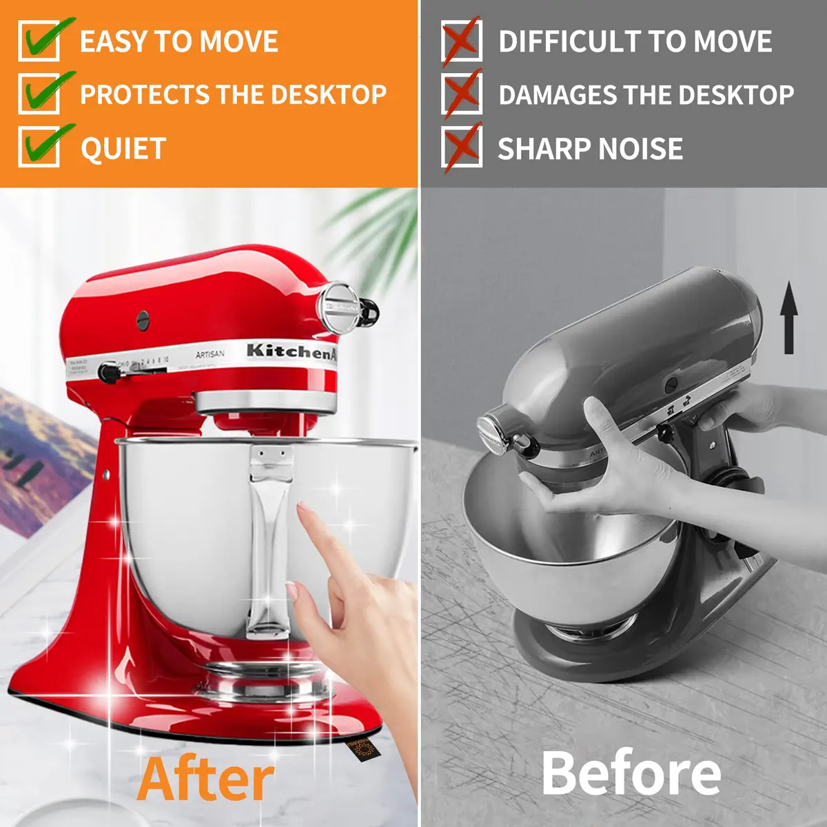 Owowong Sliding Mat for Kitchenaid Mixer 4.5-5 Qt | Appliance Slider Pad for Heavy Mixers - view 3