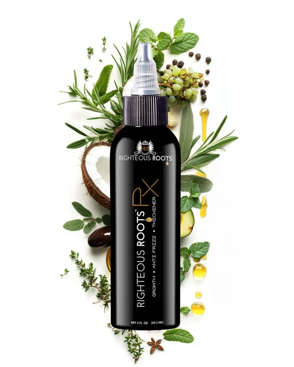 Righteous Roots Rx Hair Oil - Growth Booster, Anti-Frizz & Thickener for Curly, Wavy, Natural Hair (2 fl OZ) - main product image
