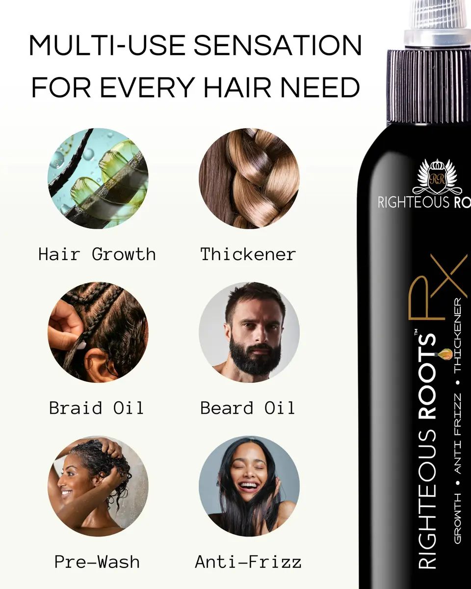 Righteous Roots Rx Hair Oil - Growth Booster, Anti-Frizz & Thickener for Curly, Wavy, Natural Hair (2 fl OZ) - view 2