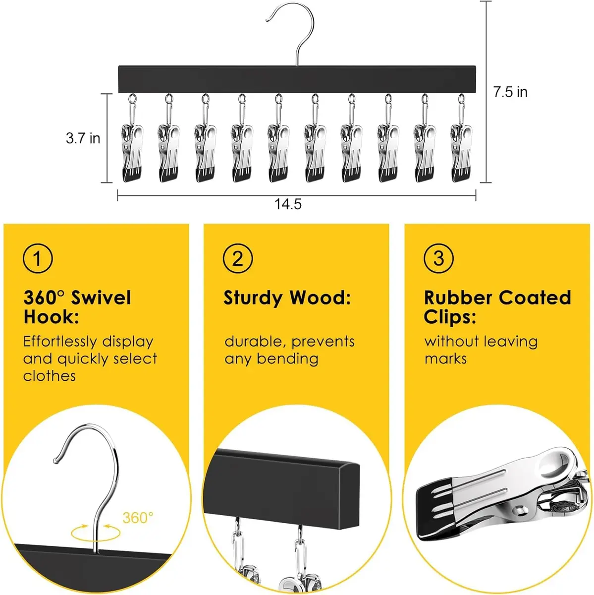 ORROENS Legging Organizer for Closet, Pants Hangers with Clips, 4 Pack (15.8" W x 7.4" H) | Maximize Closet Space - view 6
