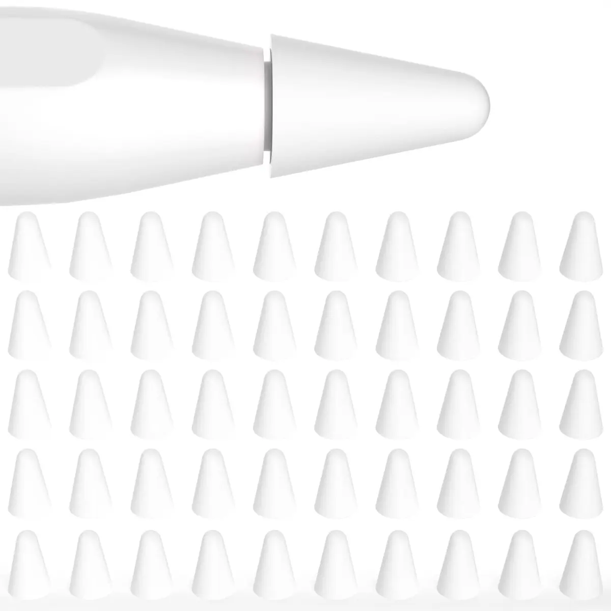 JOOSKO Milk White Silicone Nib Protectors for Apple Pencil 50 Pack | Noise-Free Drawing - main product image