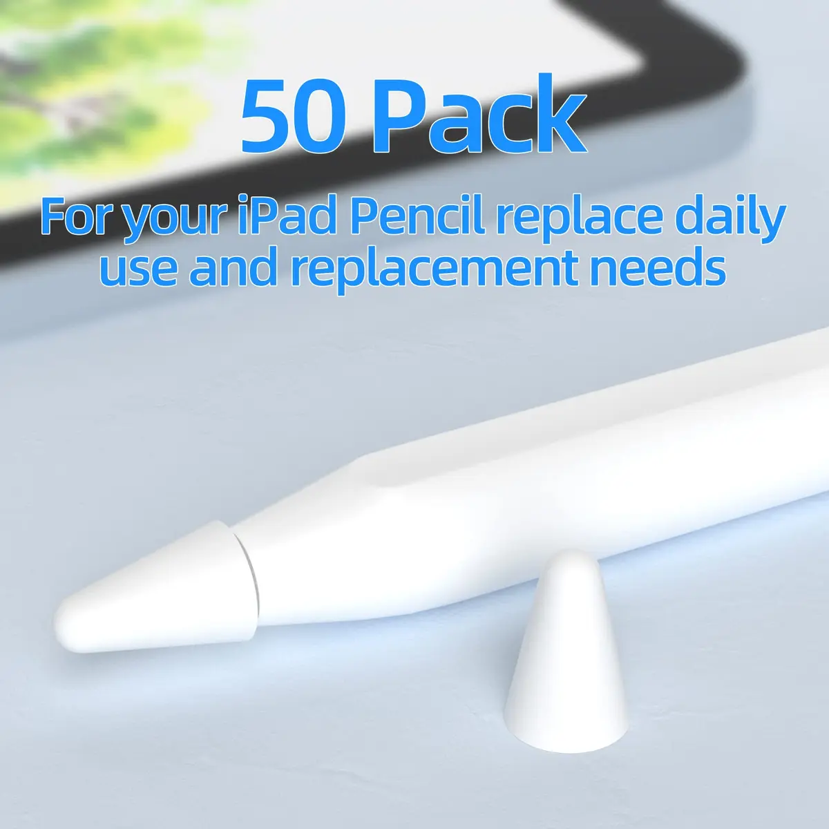 JOOSKO Milk White Silicone Nib Protectors for Apple Pencil 50 Pack | Noise-Free Drawing - view 6