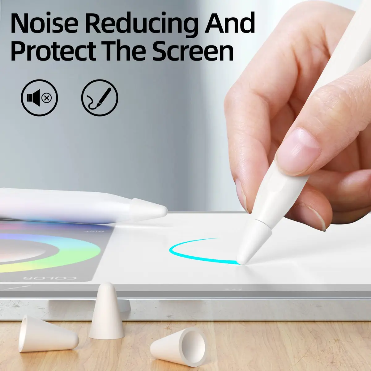 JOOSKO Milk White Silicone Nib Protectors for Apple Pencil 50 Pack | Noise-Free Drawing - view 2