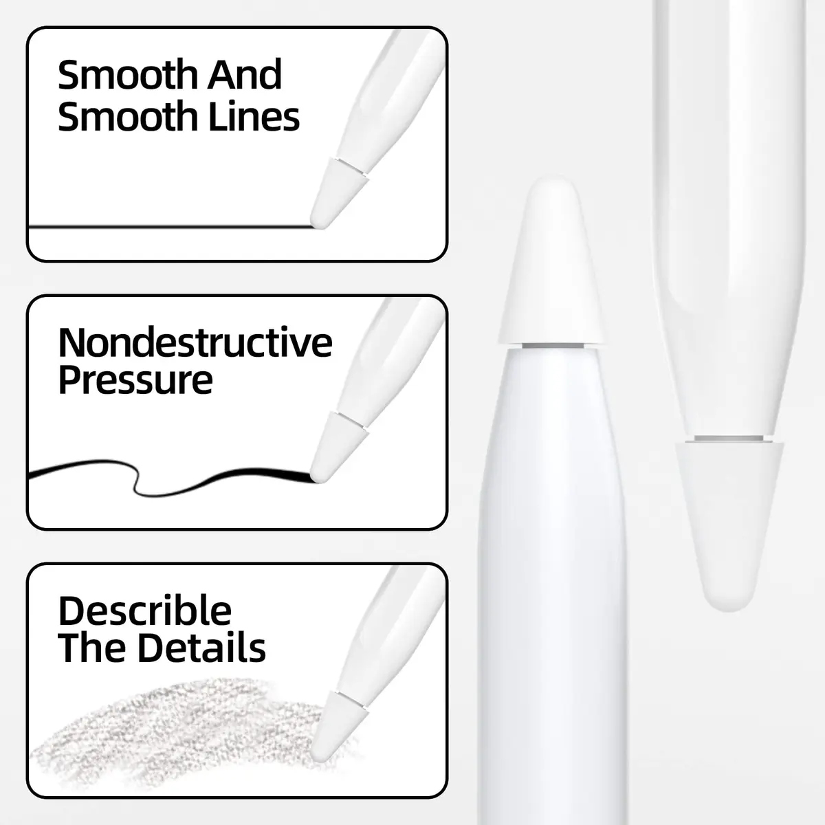 JOOSKO Milk White Silicone Nib Protectors for Apple Pencil 50 Pack | Noise-Free Drawing - view 4