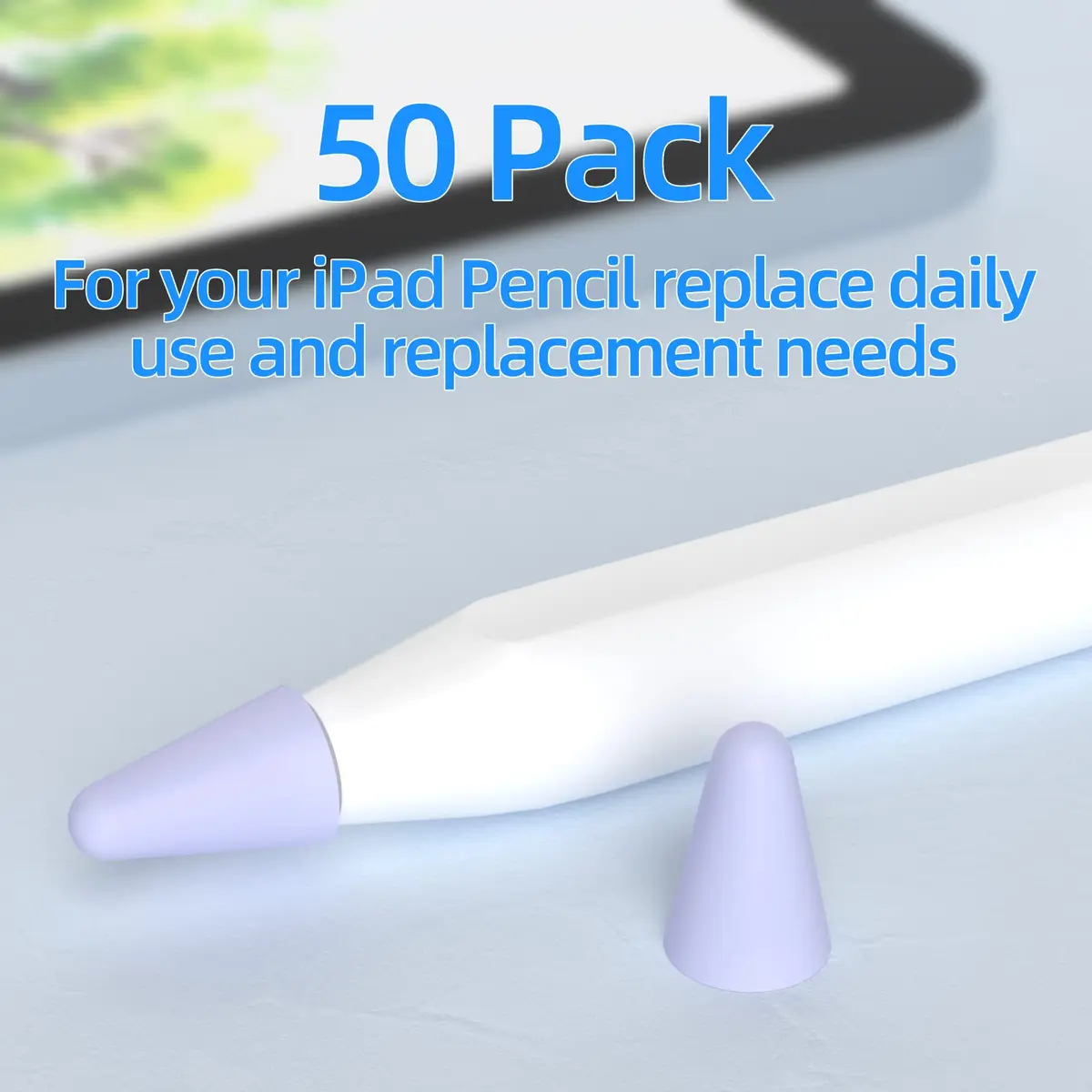 JOOSKO Silicone Tips Cover for Apple Pencil 2nd/1st Gen & USB-C | Noise-Free, Protective Lavender - view 6