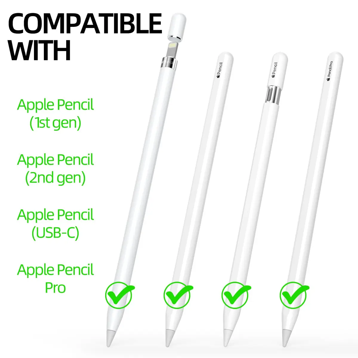 JOOSKO Silicone Tips Cover for Apple Pencil 2nd/1st Gen & USB-C | Noise-Free, Protective Lavender - view 7