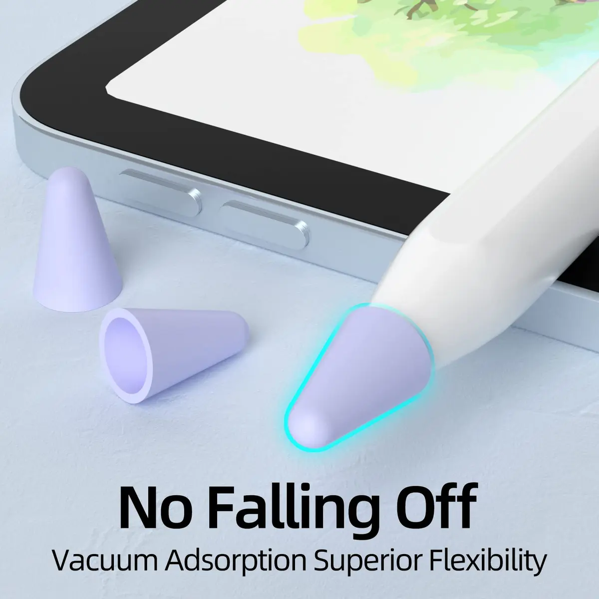 JOOSKO Silicone Tips Cover for Apple Pencil 2nd/1st Gen & USB-C | Noise-Free, Protective Lavender - view 3