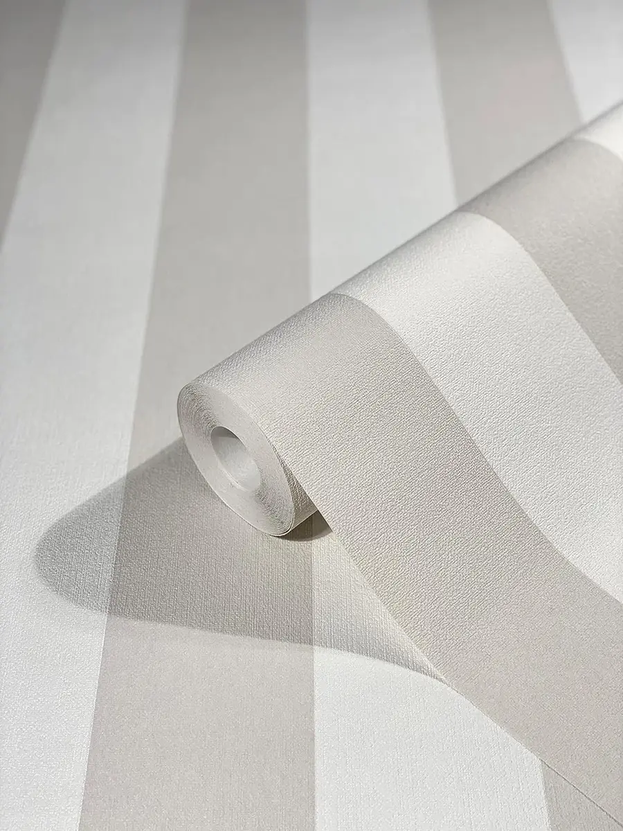 WALLCOVER Non-Woven Wallpaper Grey Stripes 10.05 x 0.53 m | Modern Block Stripe Design for Home & Office - main product image