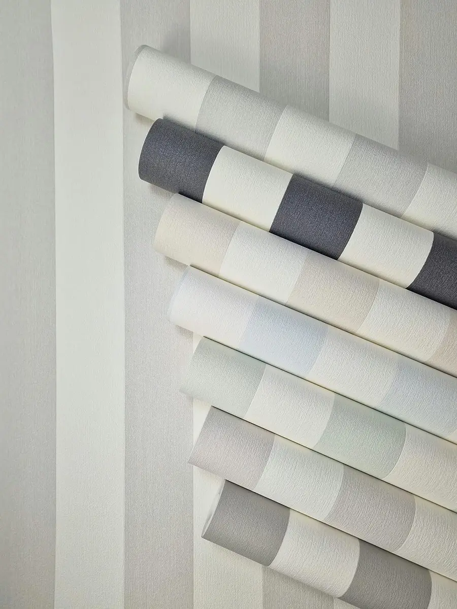 WALLCOVER Non-Woven Wallpaper Grey Stripes 10.05 x 0.53 m | Modern Block Stripe Design for Home & Office - view 5