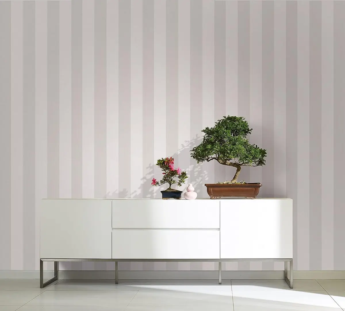 WALLCOVER Non-Woven Wallpaper Grey Stripes 10.05 x 0.53 m | Modern Block Stripe Design for Home & Office - view 2