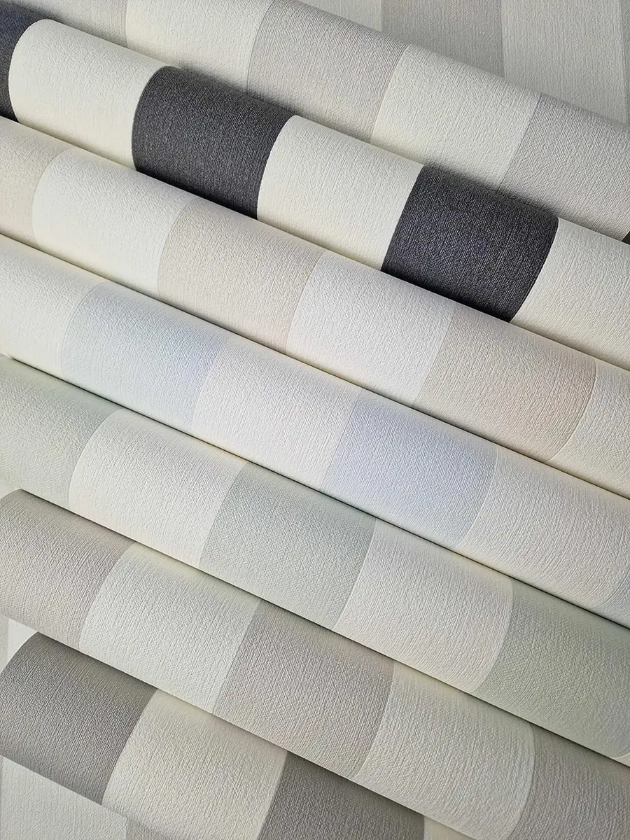 WALLCOVER Non-Woven Wallpaper Green Stripes 10.05 x 0.53 m | Modern Block Stripe Design for Home & Office - view 6