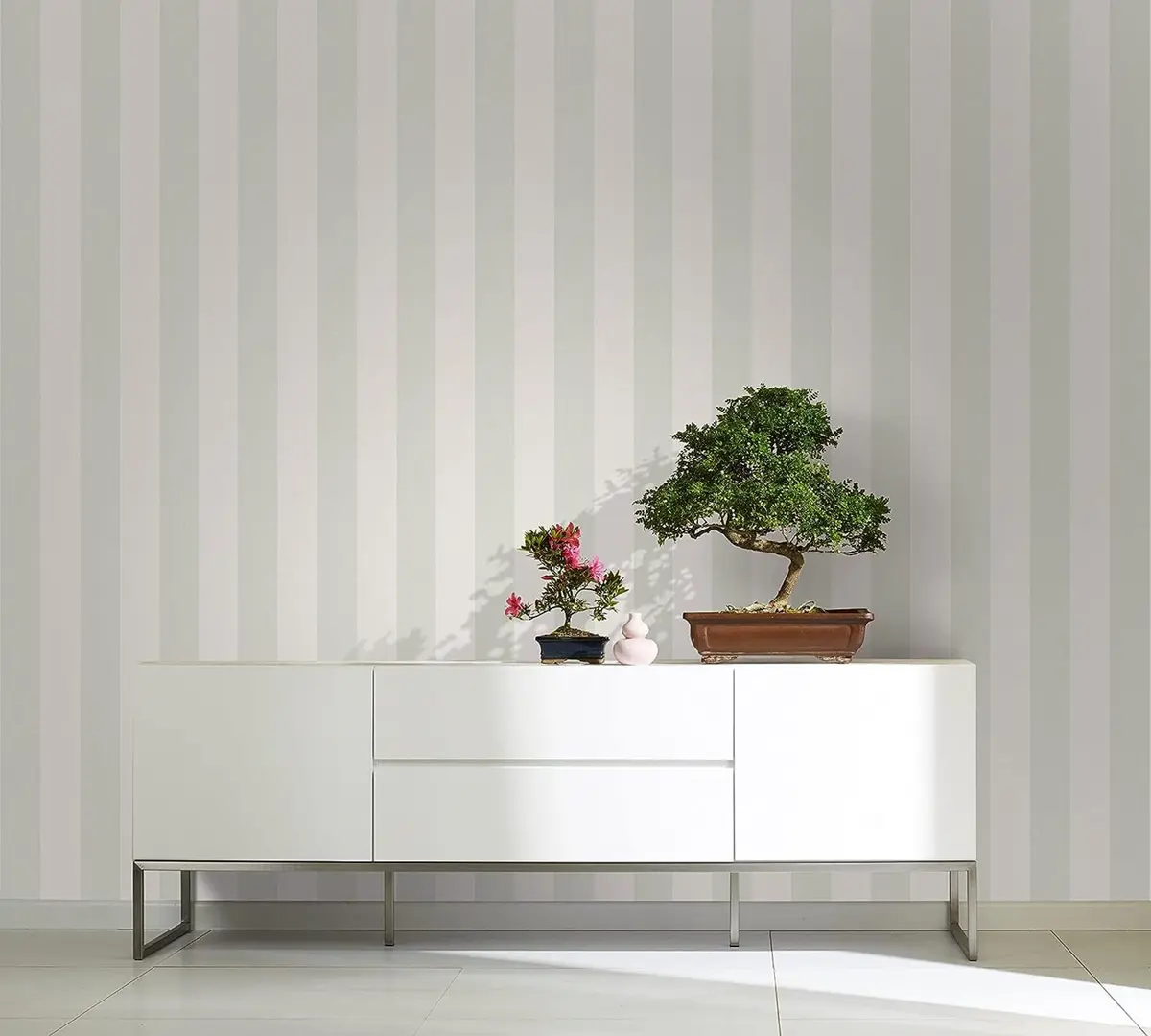 WALLCOVER Non-Woven Wallpaper Green Stripes 10.05 x 0.53 m | Modern Block Stripe Design for Home & Office - view 2