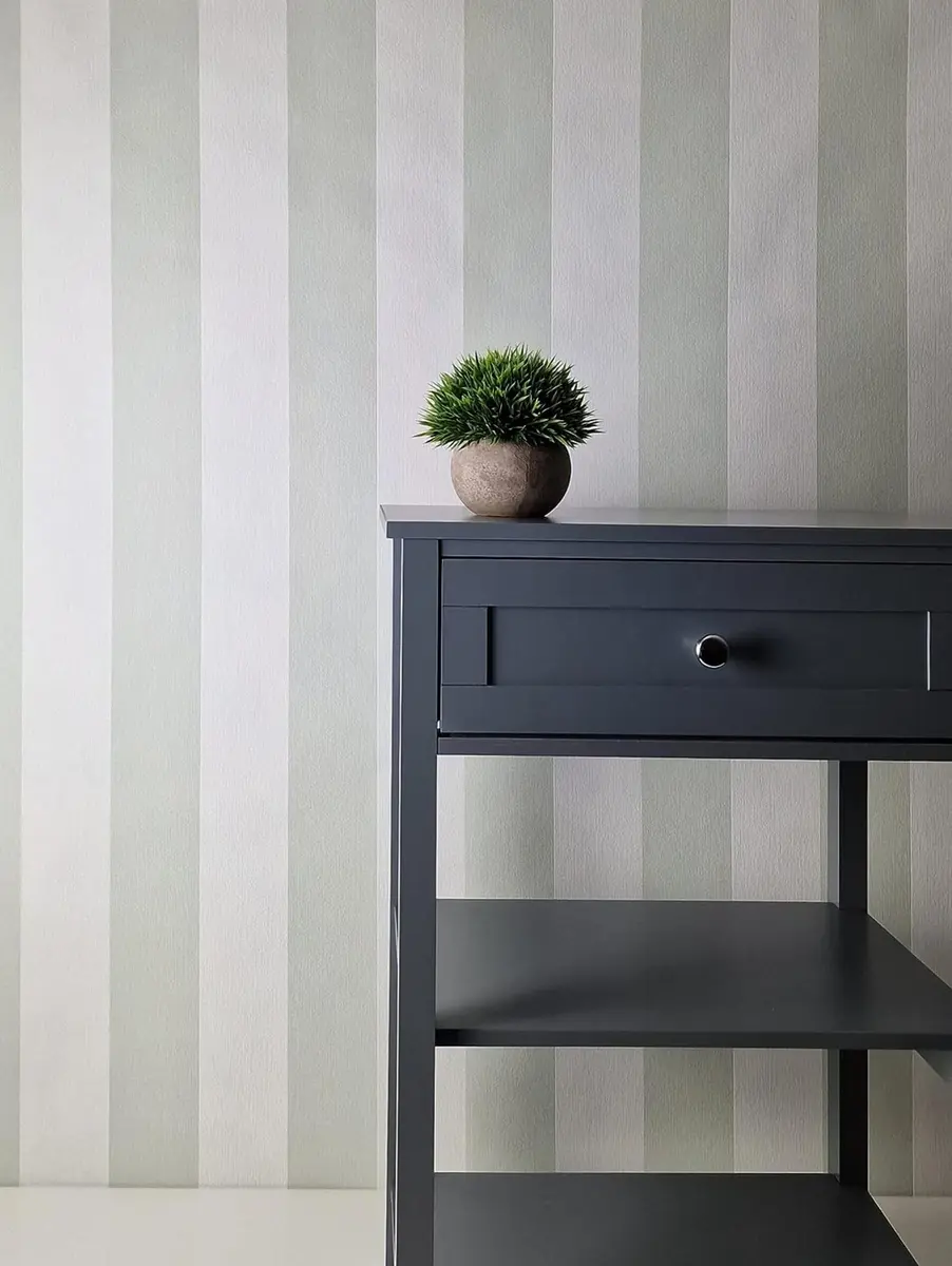 WALLCOVER Non-Woven Wallpaper Green Stripes 10.05 x 0.53 m | Modern Block Stripe Design for Home & Office - view 4