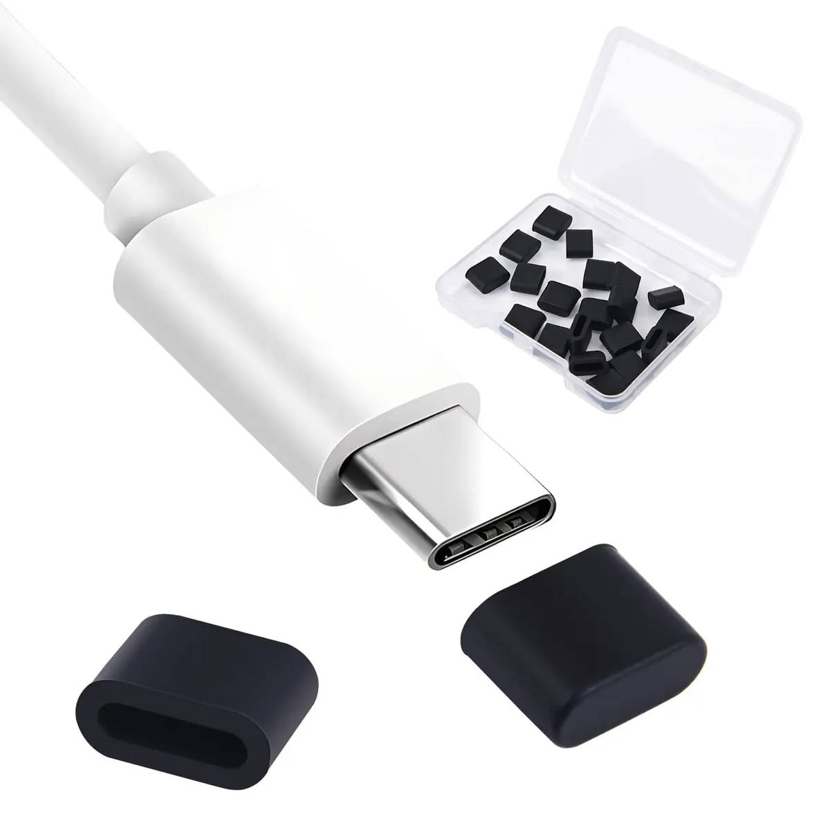 iKammo USB C Dust Caps 20 Pcs | Silicone Type C Port Protector for Android, MacBook, Pixel - main product image