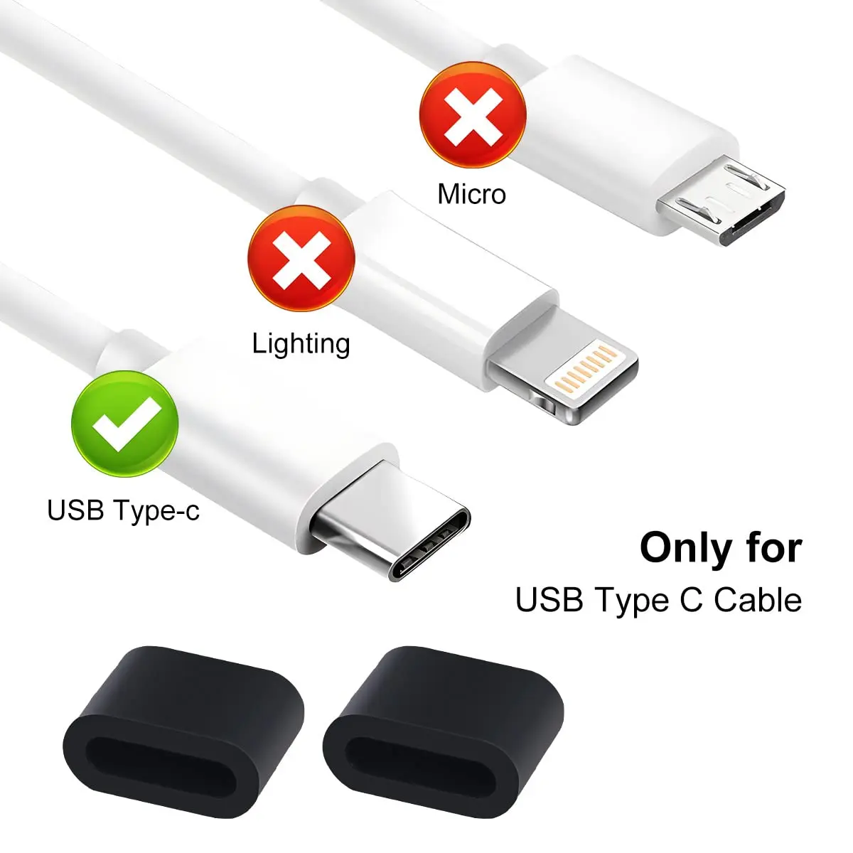 iKammo USB C Dust Caps 20 Pcs | Silicone Type C Port Protector for Android, MacBook, Pixel - view 3