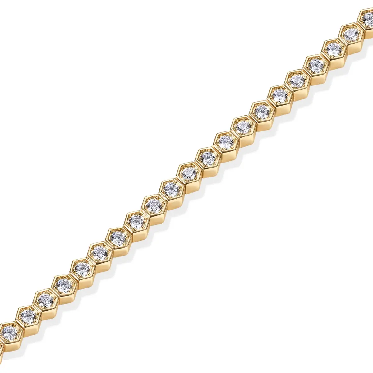 PAVOI 14K Gold Plated CZ Tennis Bracelet for Women, 7IN | Elegant Honeycomb Design, Hypoallergenic, Gift-Ready - view 3
