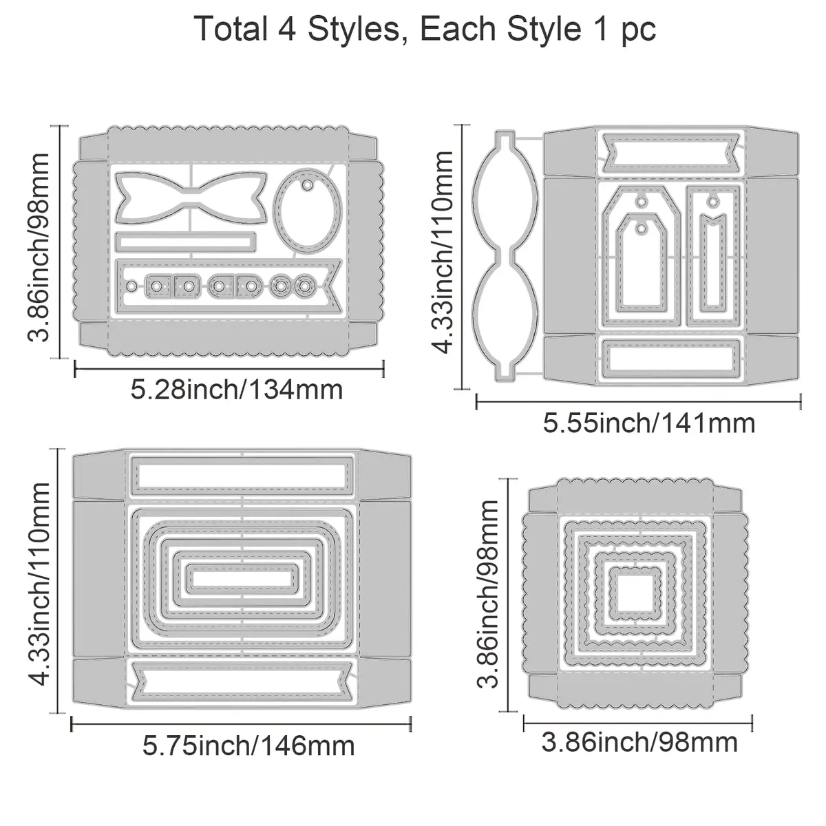 GLOBLELAND 3D Candy Box Cutting Dies Set | Reusable Carbon Steel Templates for Scrapbooking & Card Making (134x98mm, 4Pcs) - view 6