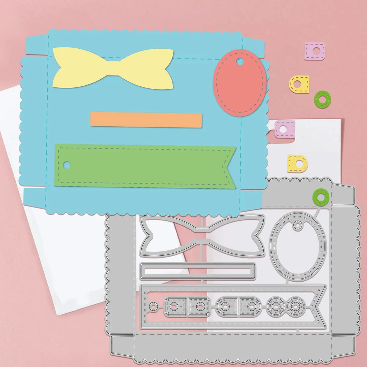 GLOBLELAND 3D Candy Box Cutting Dies Set | Reusable Carbon Steel Templates for Scrapbooking & Card Making (134x98mm, 4Pcs) - view 3