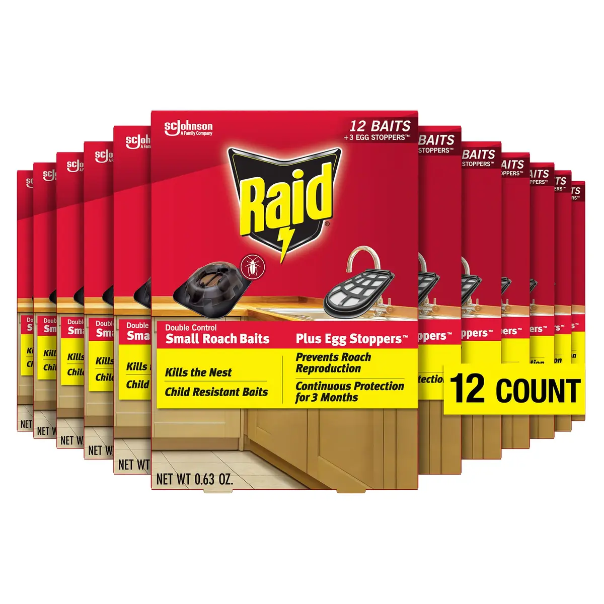 Raid Double Control Small Roach Baits 12 Count | Kills Roaches & Stops Eggs in India - main product image
