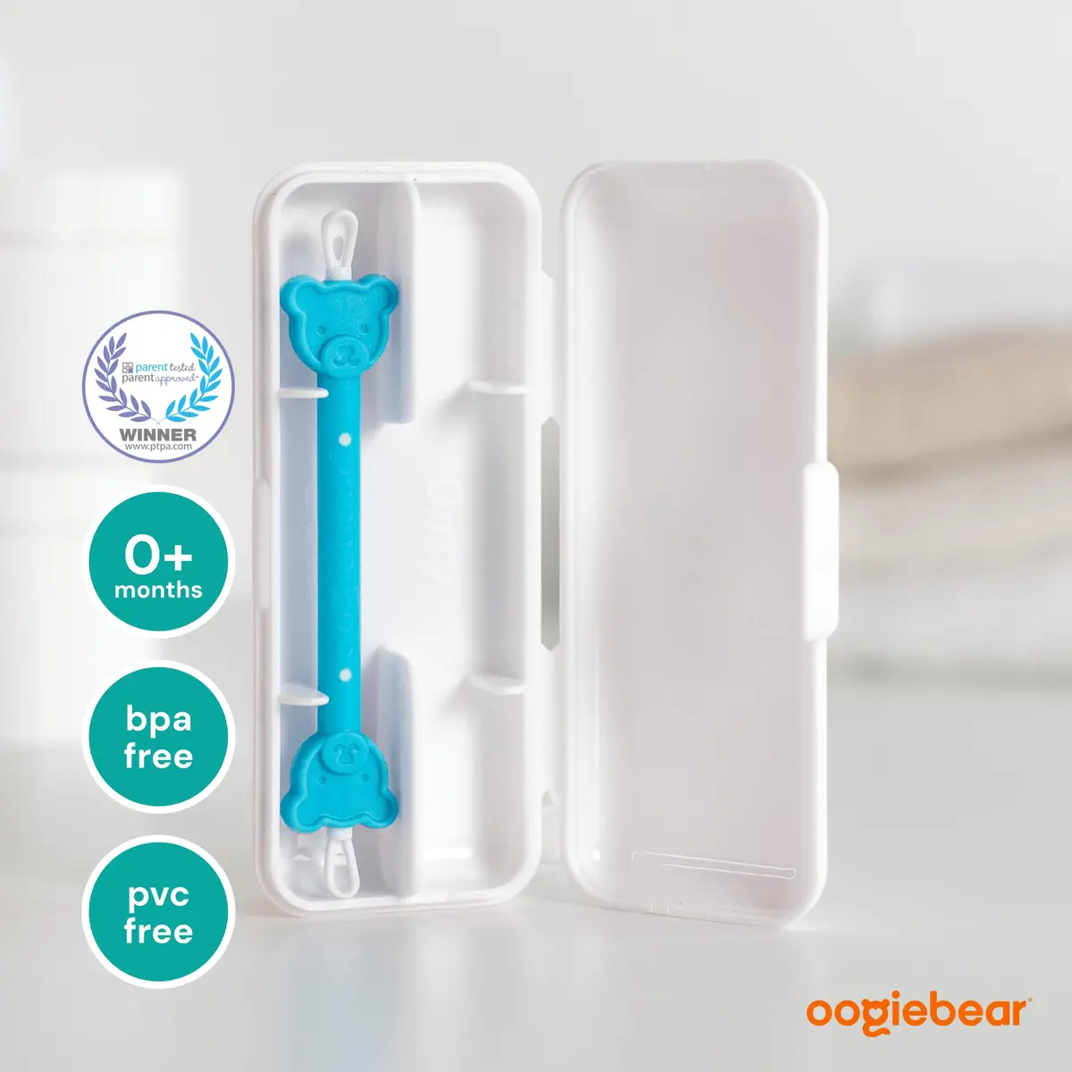 oogiebear Baby Nose & Ear Picker with Travel Case, 2 Pieces, Blue | Safe Dual-Ended Nasal Aspirator for Newborns & Toddlers - view 4