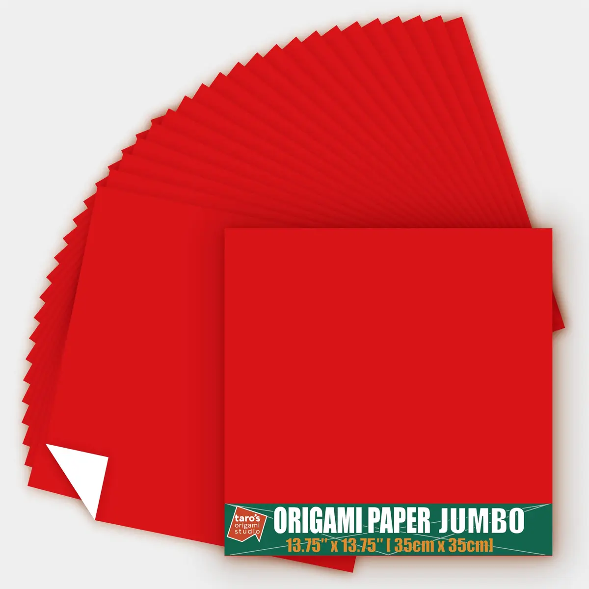 Taro's Origami Studio Jumbo Red Origami Paper 35cm (13.75 Inch) 25 Sheets | Easy Fold Premium Japanese Paper - main product image