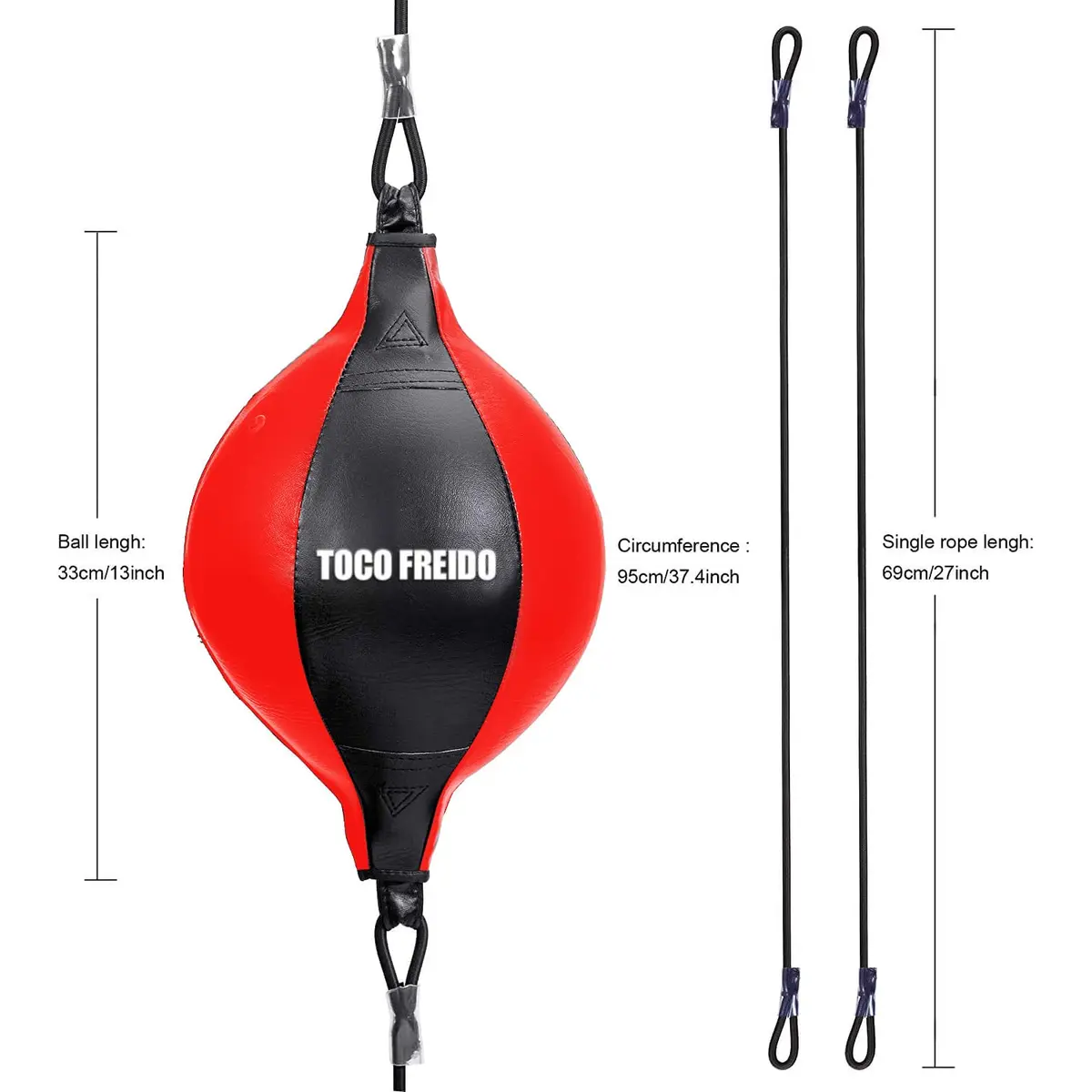 TOCO FREIDO Double End Punching Bag Kit with Reflex Ball & Pump, 4 inch (10 cm) Red PU Leather | For Boxing, MMA, Home Gym Training - view 2