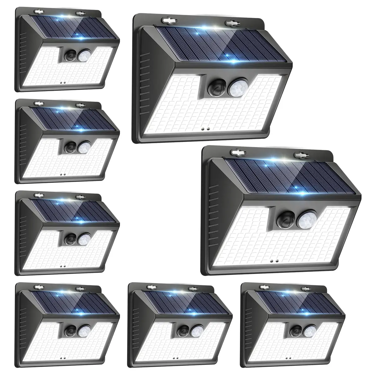 Peasur Solar Powered Wall Lights 8 Pack | 140 LED Motion Sensor Waterproof Security Lights - main product image