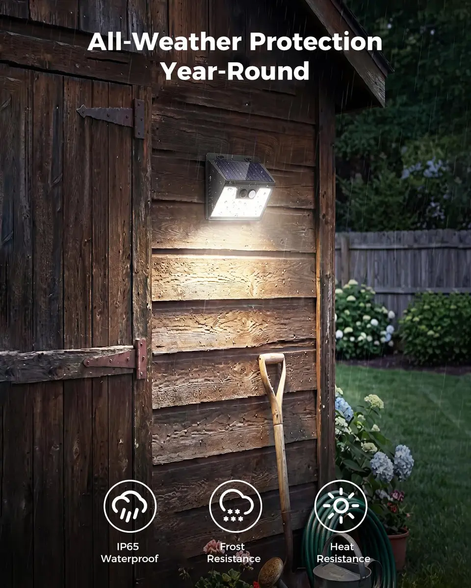 Peasur Solar Powered Wall Lights 8 Pack | 140 LED Motion Sensor Waterproof Security Lights - view 2