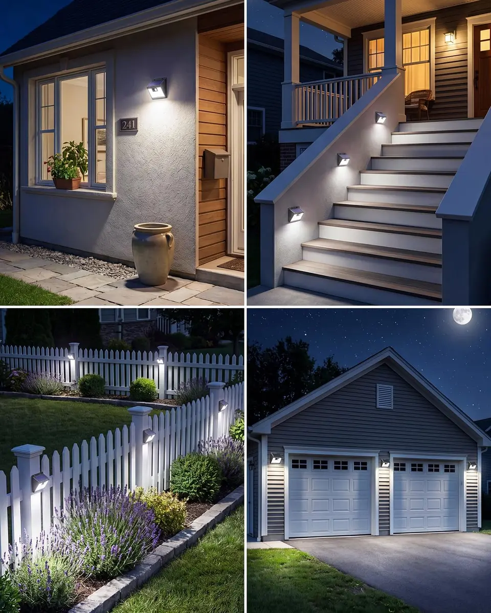 Peasur Solar Powered Wall Lights 8 Pack | 140 LED Motion Sensor Waterproof Security Lights - view 3