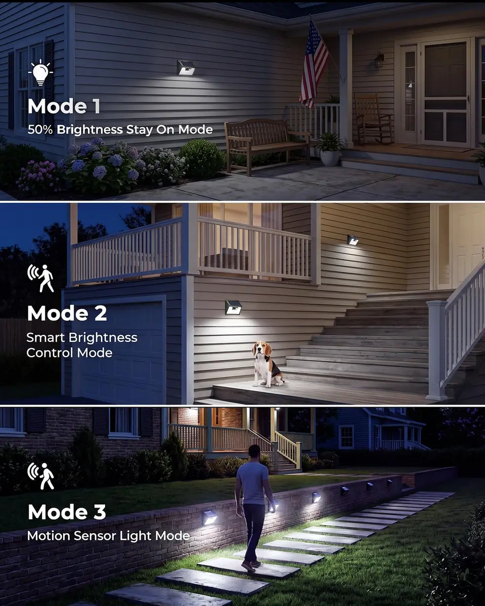 Peasur Solar Powered Wall Lights 8 Pack | 140 LED Motion Sensor Waterproof Security Lights - view 4