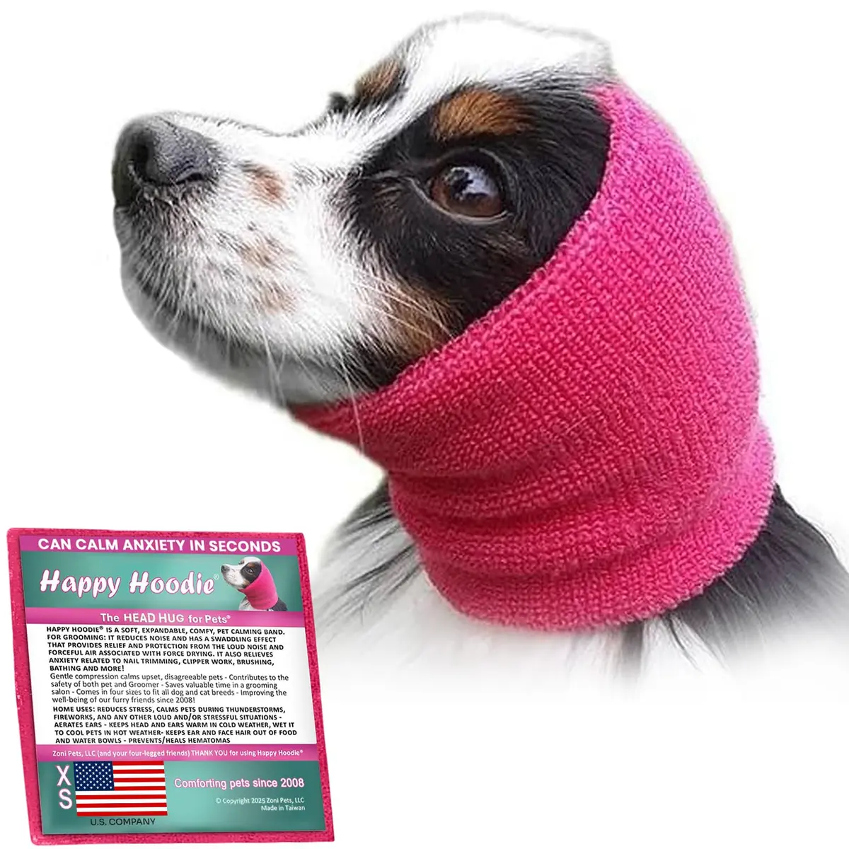 ZONI PETS Happy Hoodie The Original Dog & Cat Calming Band for Noise & Anxiety Relief | Stress & Noise Calmer (110 characters) - main product image