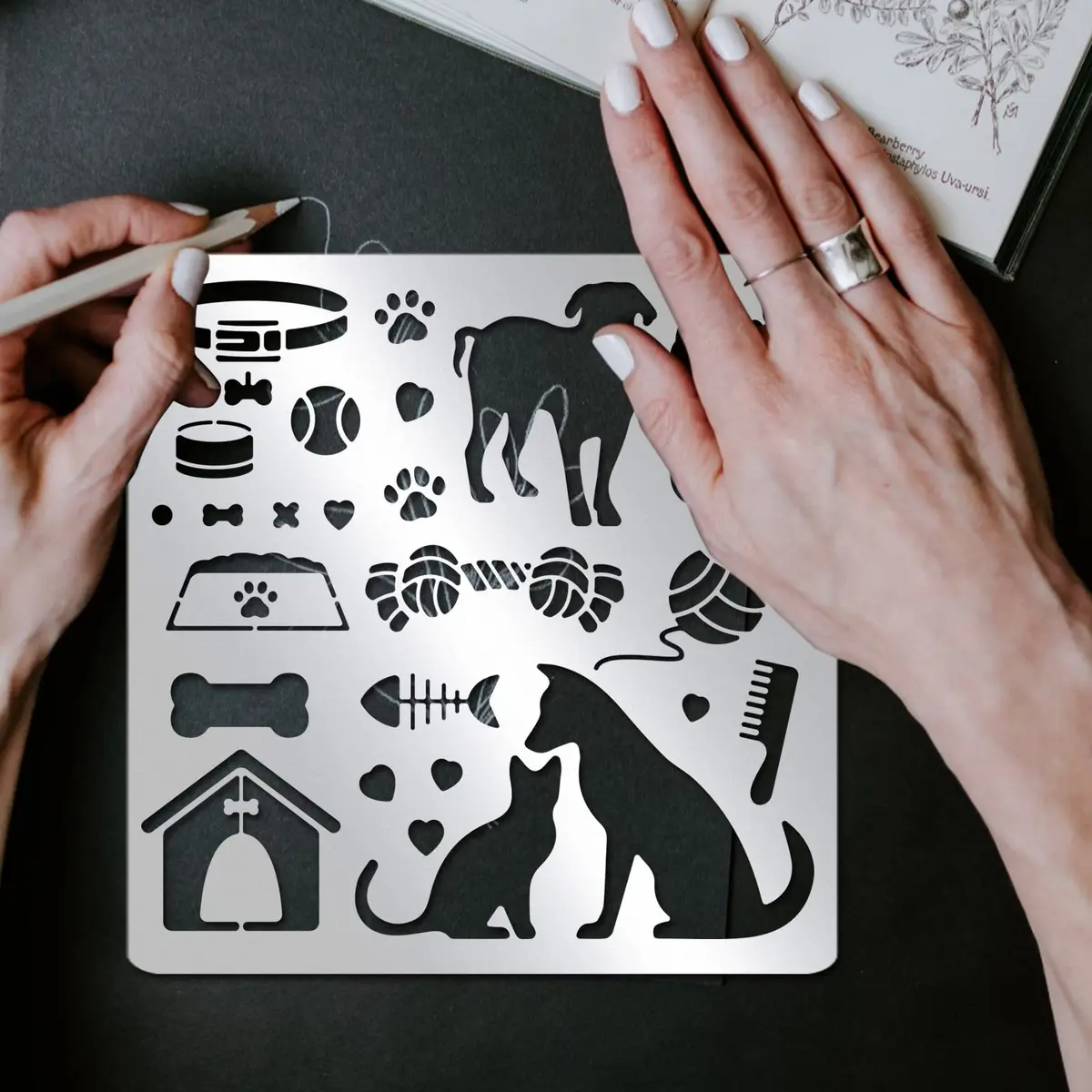 INFUNLY Cat and Dog Metal Stencils 15.6 cm (6.15") | Reusable Stainless Steel Templates for DIY Art Projects - view 6