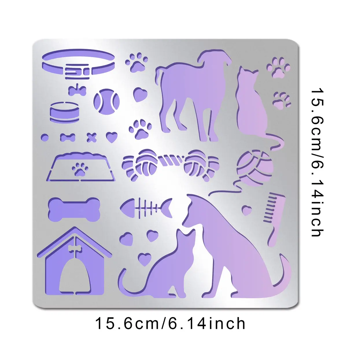 INFUNLY Cat and Dog Metal Stencils 15.6 cm (6.15") | Reusable Stainless Steel Templates for DIY Art Projects - view 2