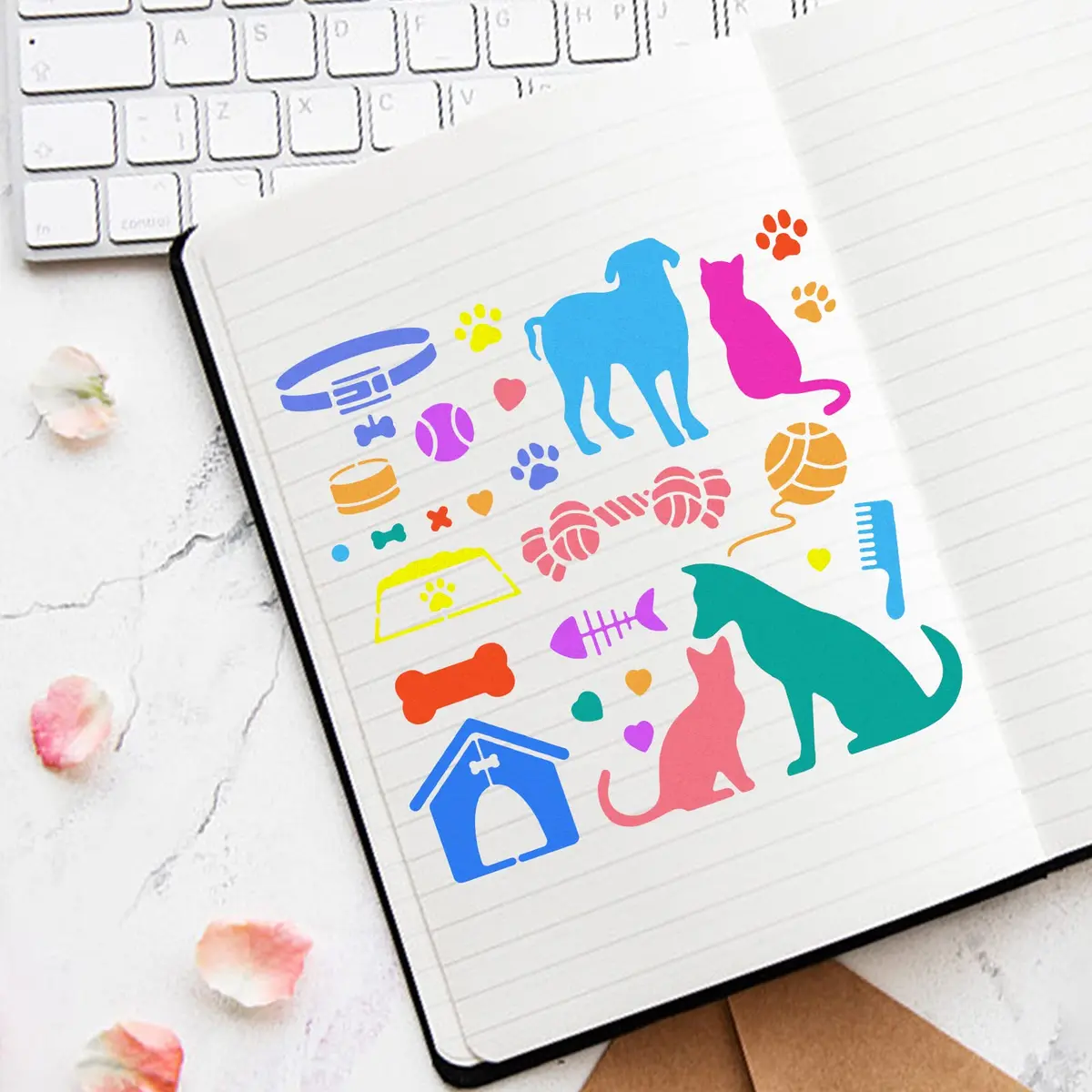 INFUNLY Cat and Dog Metal Stencils 15.6 cm (6.15") | Reusable Stainless Steel Templates for DIY Art Projects - view 4