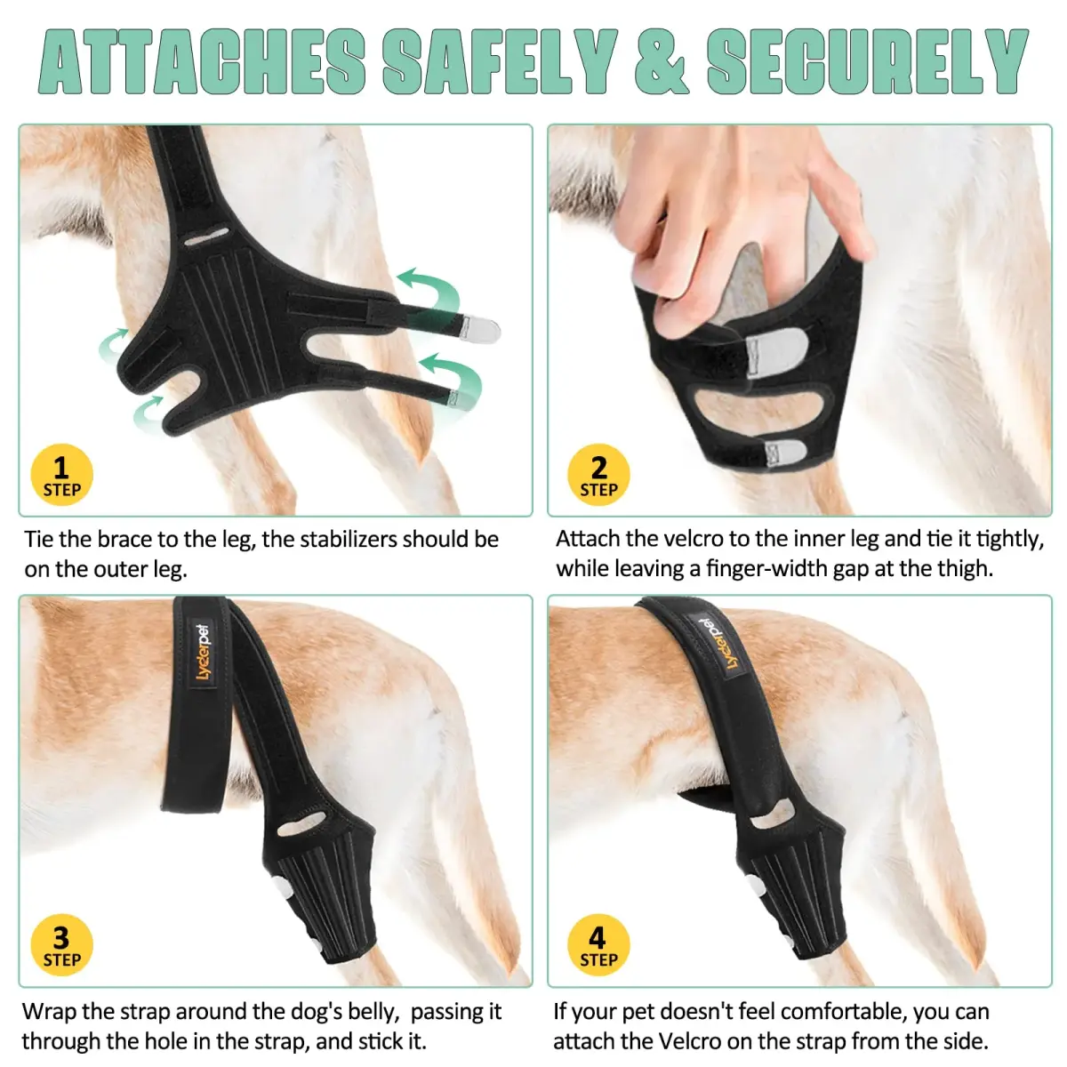 Lyderpet Dog Knee Brace for Back Leg Support, Small Black Neoprene Brace with Metal Stabilizers | Cruciate Ligament Support for Torn ACL - view 6
