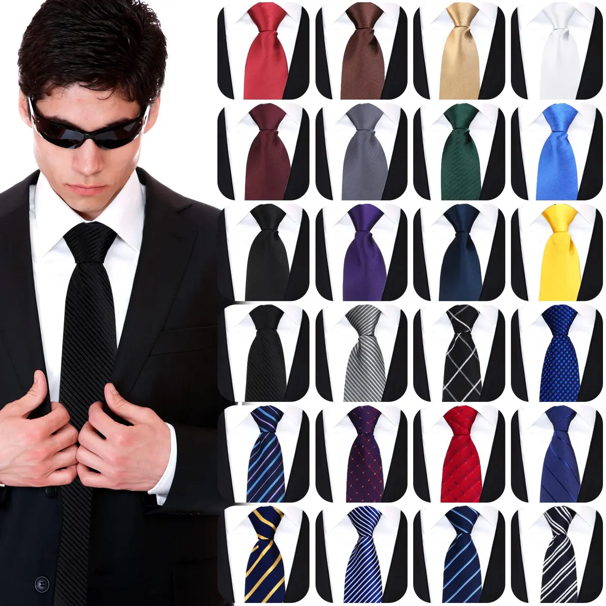 Unittype Classic 24 Pcs Zipper Pre-tied Neckties Assorted Colors | Adjustable & Stylish (70-120 chars) - main product image