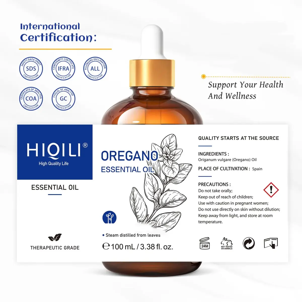 HIQILI Oregano Essential Oil for Diffuser - 100ml (3.38 Fl Oz) | Steam Distilled, Pure & Natural - view 8