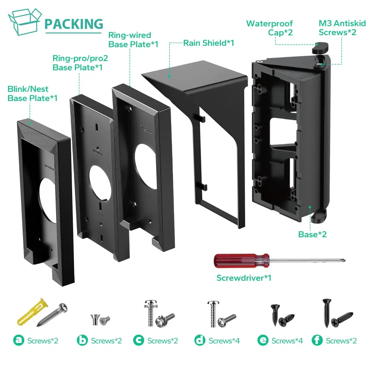 OLAIKE Adjustable Doorbell Angle Mount 30-60 Degree | Fits Ring, Nest, Blink Video Doorbells | 7.6cm (3in) Width - view 6