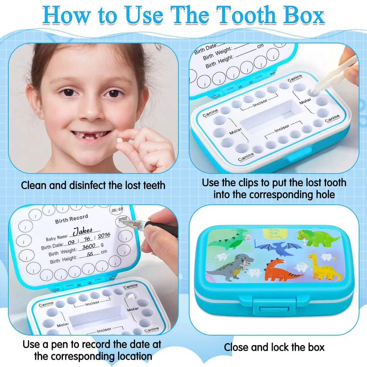 Caffox Tooth Keepsake Box for Kids | Baby Teeth Storage & First Tooth Container - view 4