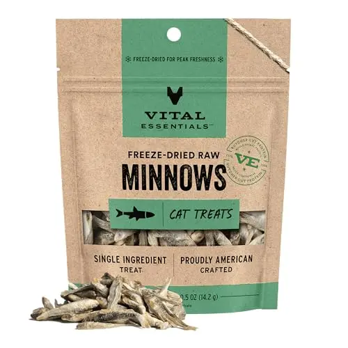 Vital Essentials Freeze Dried Minnows Cat Treats 0.5 oz (14 g) | Single Ingredient Protein Snack - main product image