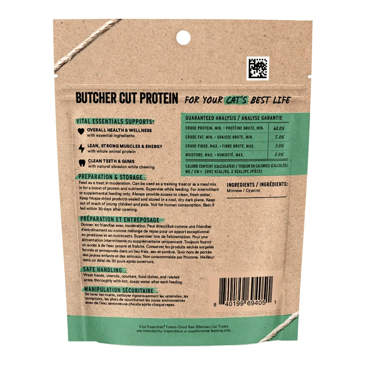 Vital Essentials Freeze Dried Minnows Cat Treats 0.5 oz (14 g) | Single Ingredient Protein Snack - view 2