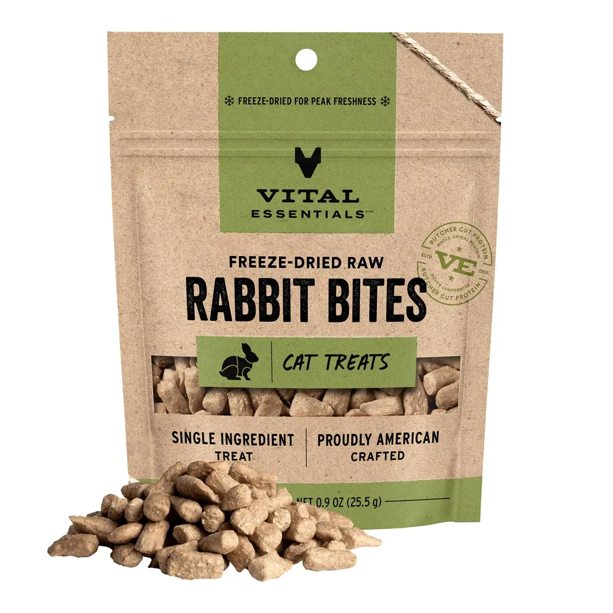 Vital Essentials Freeze Dried Rabbit Cat Treats 0.9 oz (25.5 g) | High Protein, Grain-Free, USA Crafted - main product image