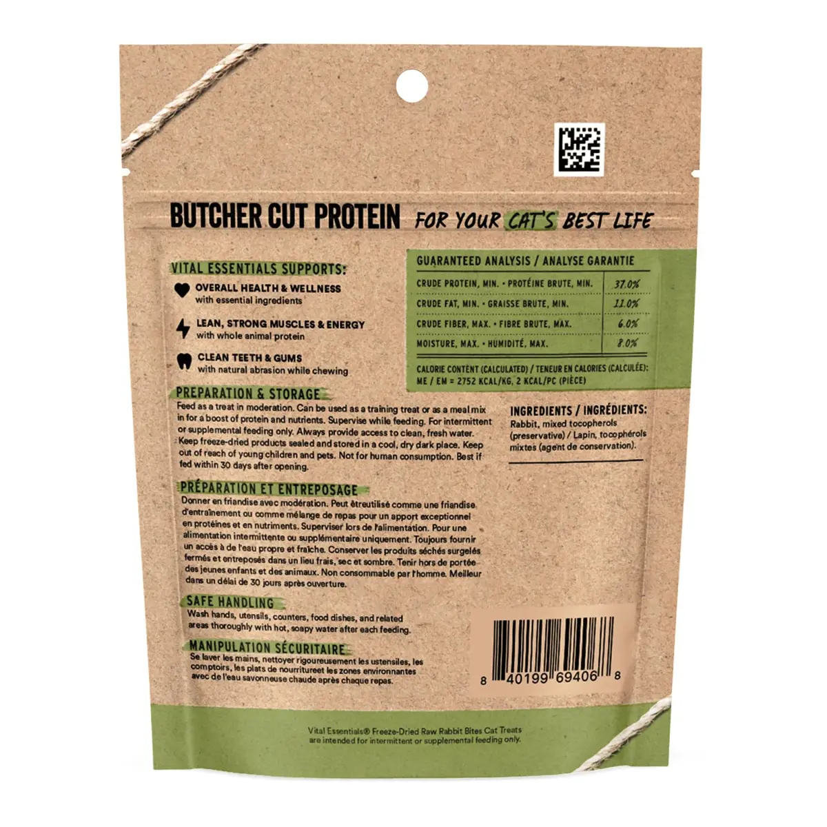 Vital Essentials Freeze Dried Rabbit Cat Treats 0.9 oz (25.5 g) | High Protein, Grain-Free, USA Crafted - view 2
