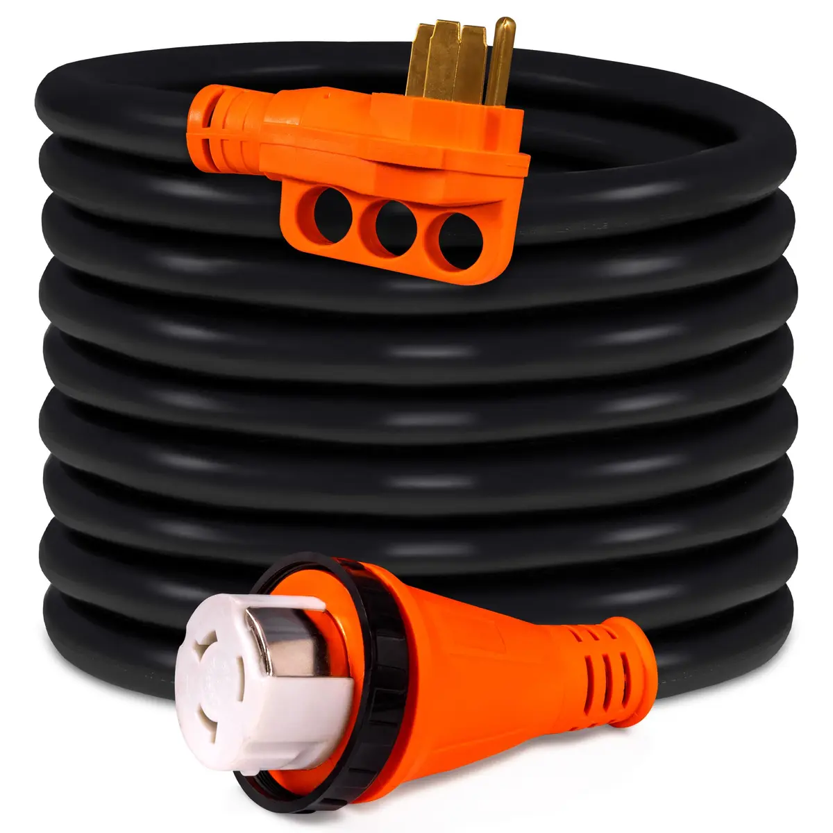 ONLINE LED STORE 50ft 50 Amp RV Extension Cord 125/250V Twist Lock 6 Gauge 4 Prong | Heavy-Duty Power Cable for RVs - main product image