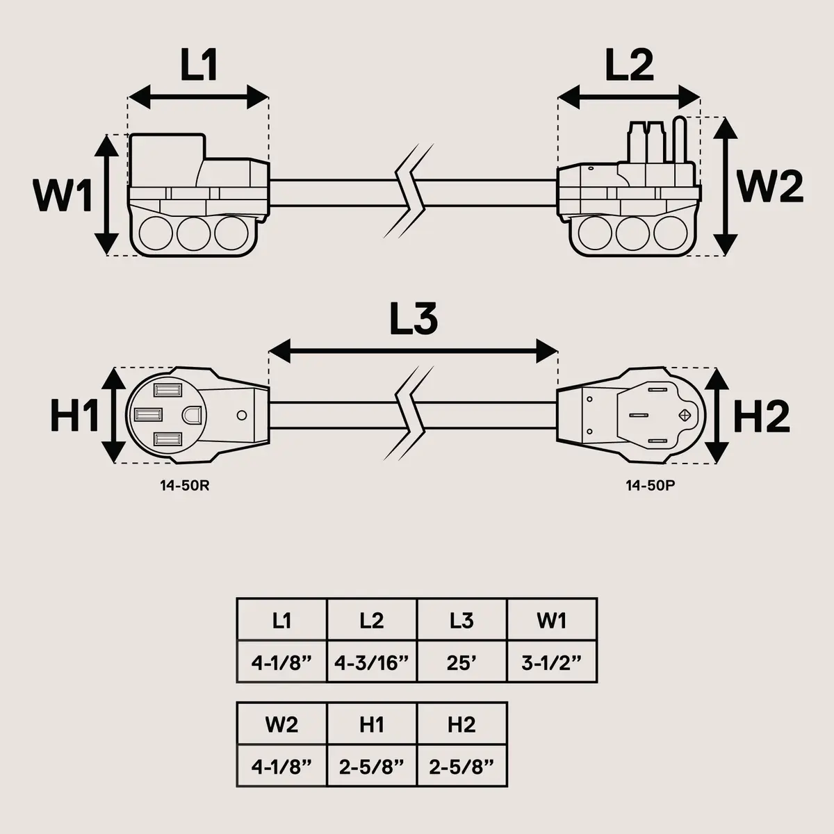 ONLINE LED STORE 25ft 50 Amp RV Extension Cord 125/250V NEMA 14-50 6 Gauge 4 Prong | Heavy-Duty Power Cable for RVs - view 7