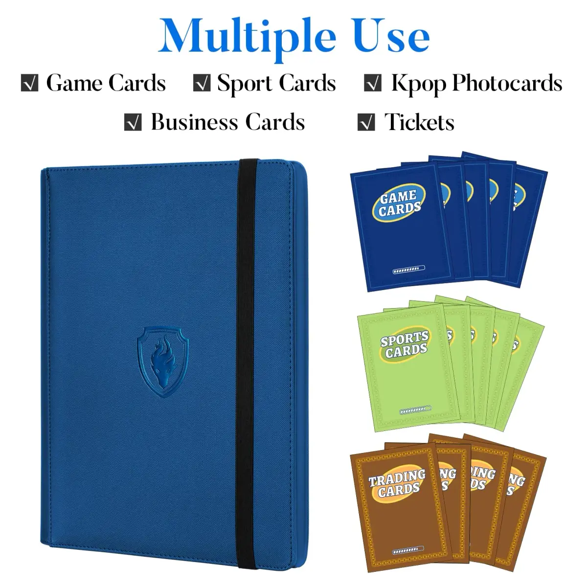 Fabmaker 9 Pocket Card Binder for 360 Cards, Royal Blue | Large Capacity Archival Safe Display Album - view 3