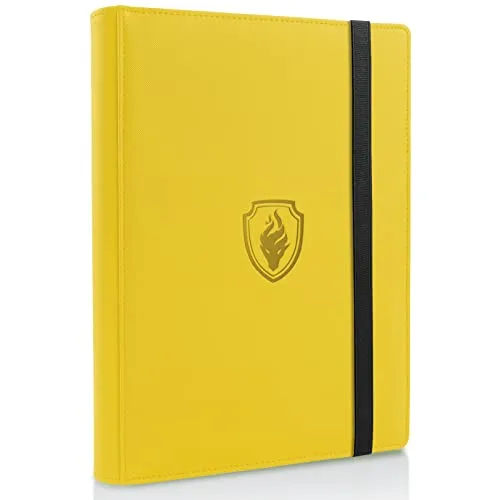 Fabmaker 9 Pocket Card Binder for 360 Cards, Yellow PU Cover | Archival Safe Trading Card Album - main product image