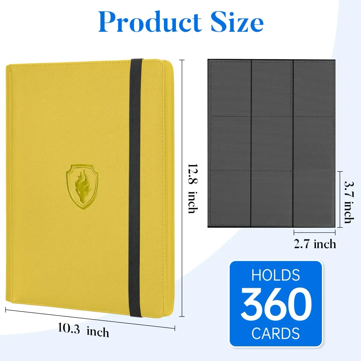 Fabmaker 9 Pocket Card Binder for 360 Cards, Yellow PU Cover | Archival Safe Trading Card Album - view 6