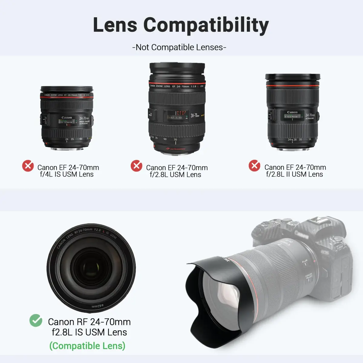 JJC Lens Hood for Canon RF 24-70mm f/2.8L IS USM & RF 24-105mm F2.8 L IS USM Z Lens | Replaces EW-88E - view 2